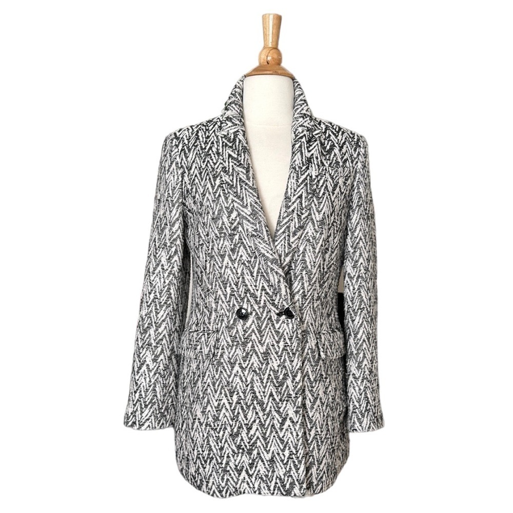 BANANA REPUBLIC Double‎ Breasted Jacket Chevron Herringbone Oversized Size S